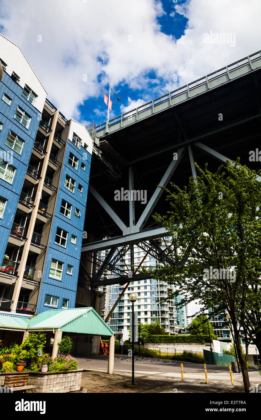 Apartment building located alongside the Granville Street Bridge in