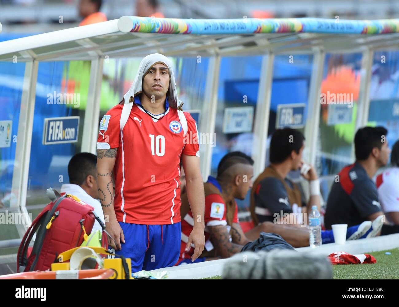 Belo Horizonte, Brazil. 28th June, 2014. Chile's Jorge Valdivia reacts during a Round of 16 match between Brazil and Chile of 2014 FIFA World Cup at the Estadio Mineirao Stadium in Belo Horizonte, Brazil, on June 28, 2014. Credit:  Liu Dawei/Xinhua/Alamy Live News Stock Photo