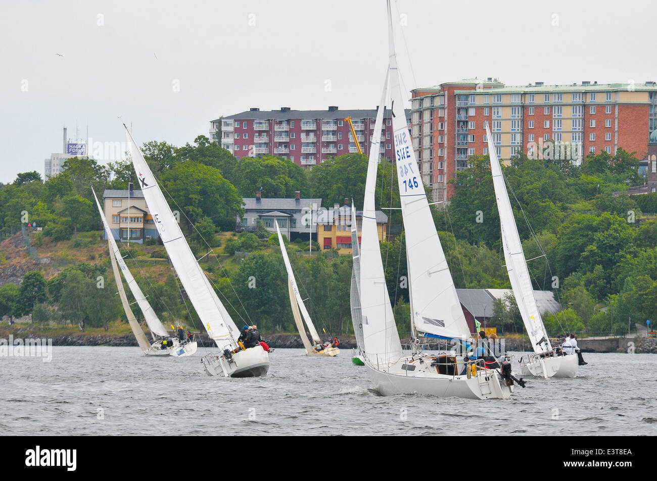 Stockholm, Royal Swedish Yacht Club. 28th June, 2014. Sailboats compete ...