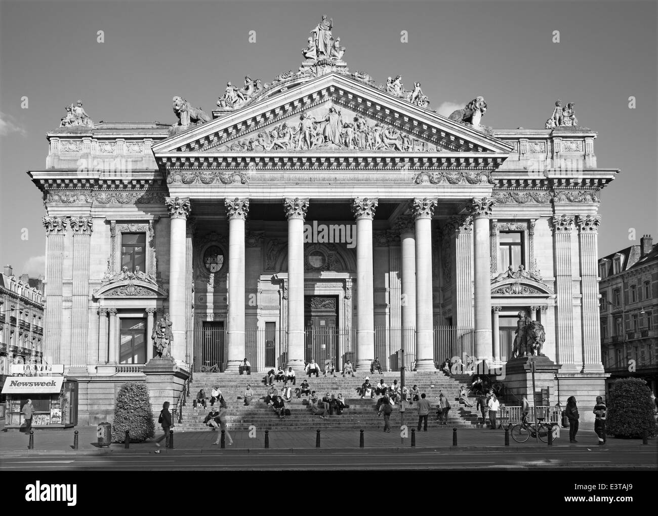 BRUSSELS, BELGIUM - JUNE 15, 2014: The Stock Exchange of Brussels - Bourse in evening light. Stock Photo