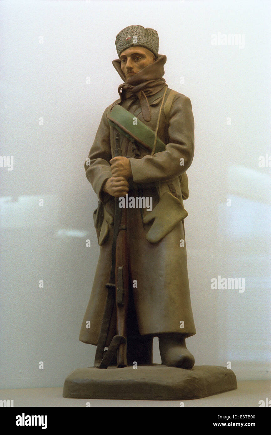 Czechoslovak soldier in Russia. Sculpture by Czech sculptor Otto Gutfreund in the Army Museum in Prague, Czech Republic. Stock Photo