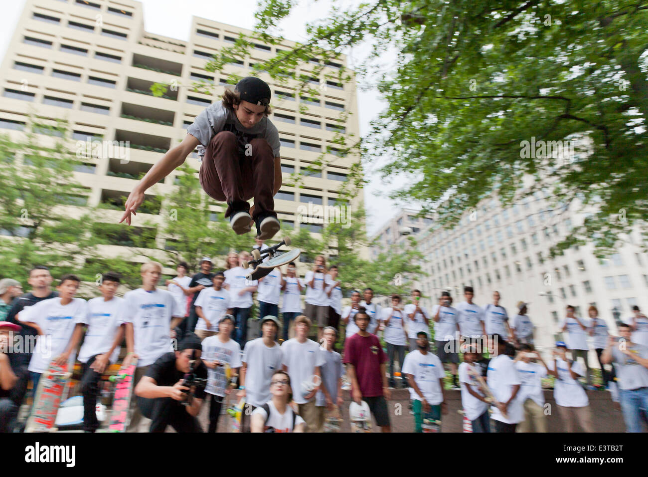 Street skateboarder performing a jump - USA Stock Photo