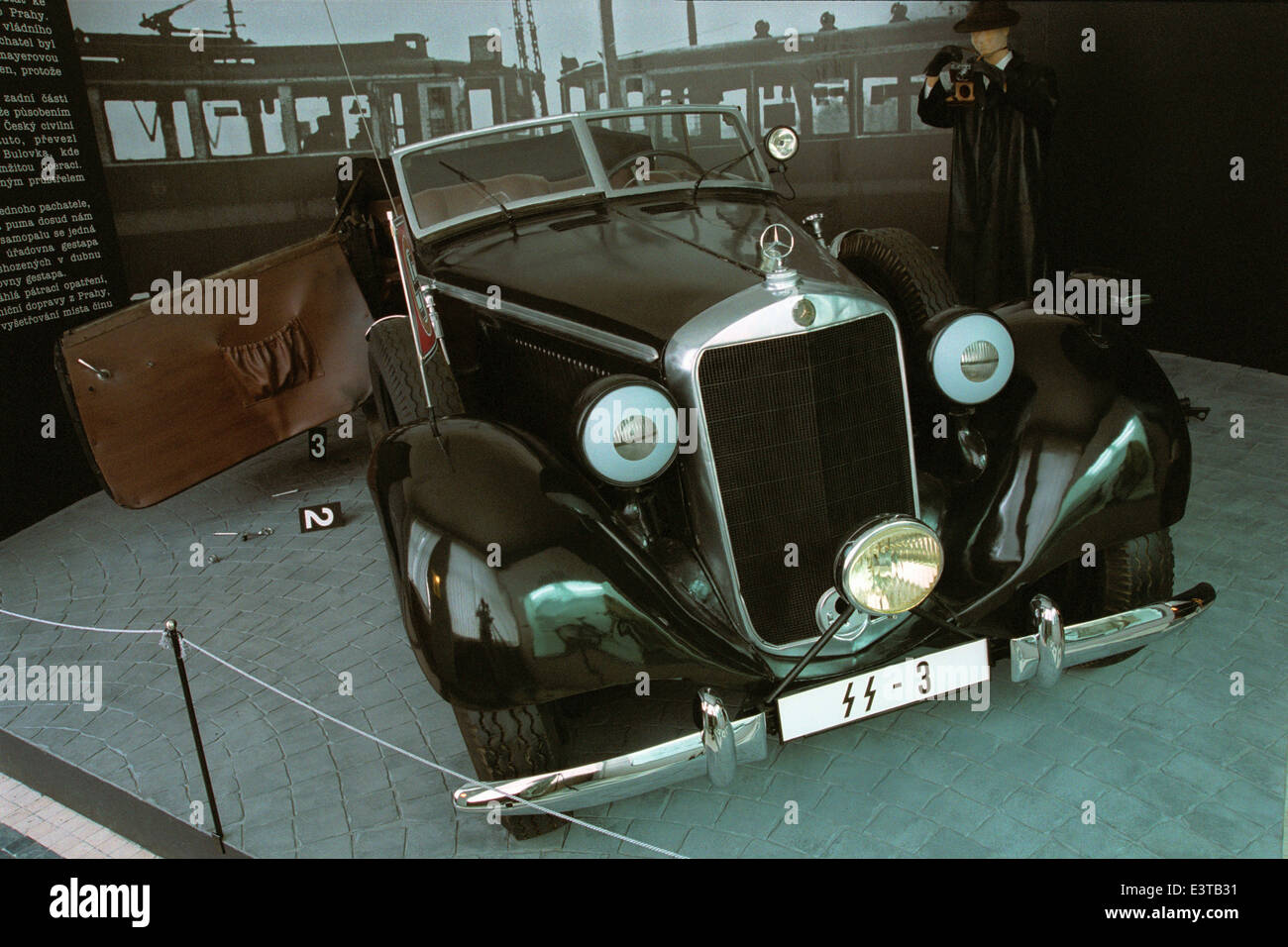 Mercedes-Benz 320 Cabriolet B similar to one in which Reinhard Heydrich was mortally wounded on 27 May 1942 in Prague. Stock Photo