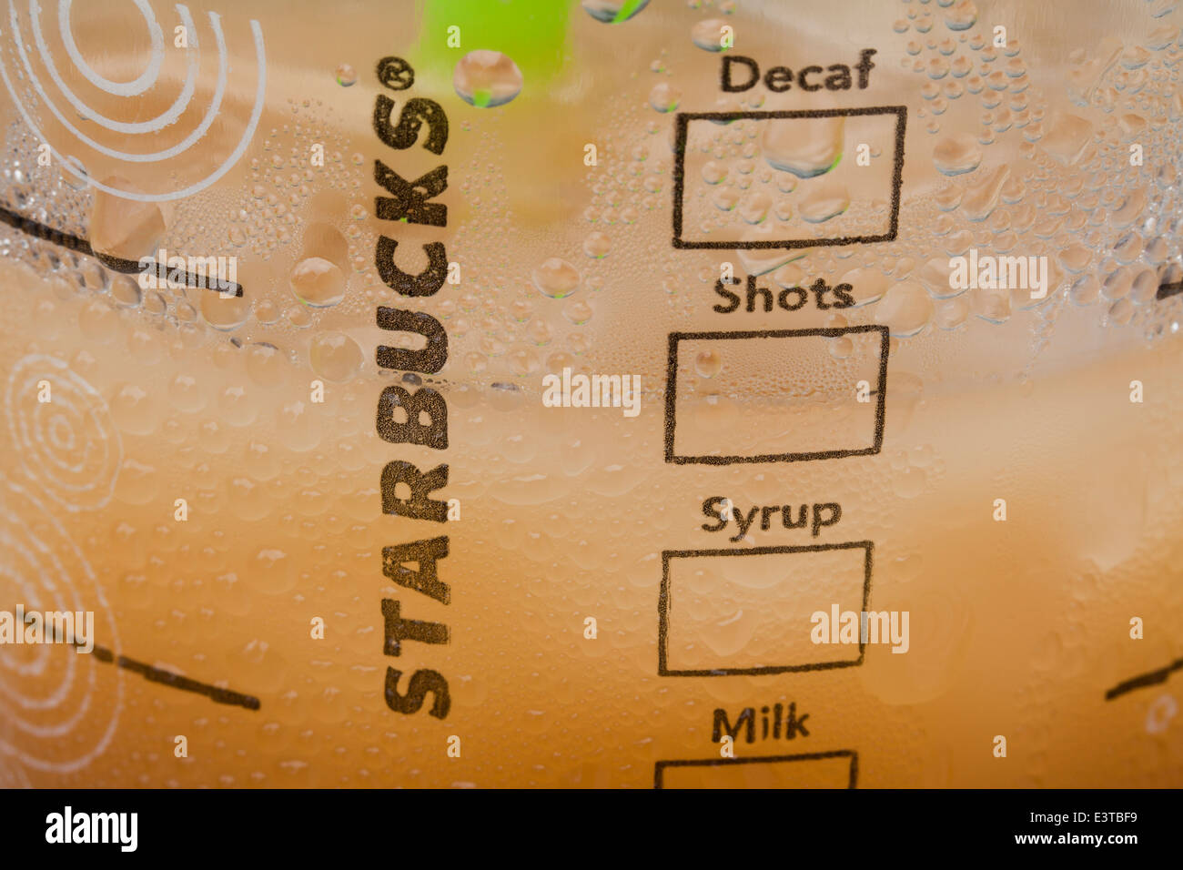 Condensation on Starbucks iced coffee cup Stock Photo