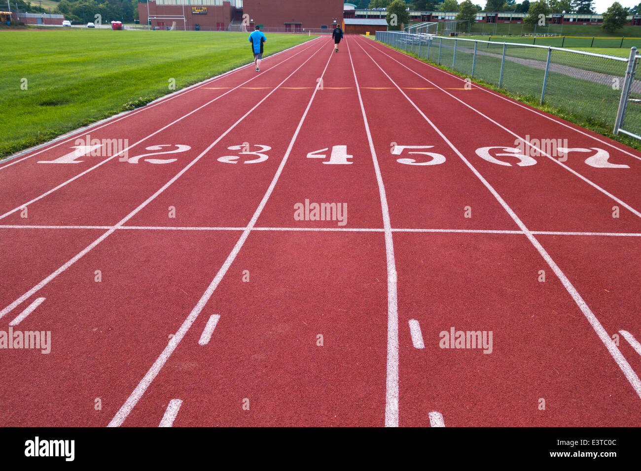Markings and numbers on a running track, Pittsburgh, PA Stock Photo Alamy