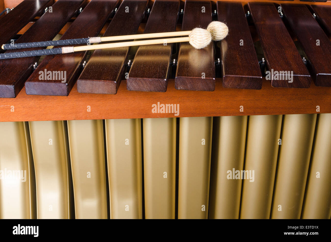 A detail take of a marimba, its keys and resonators Stock Photo Alamy
