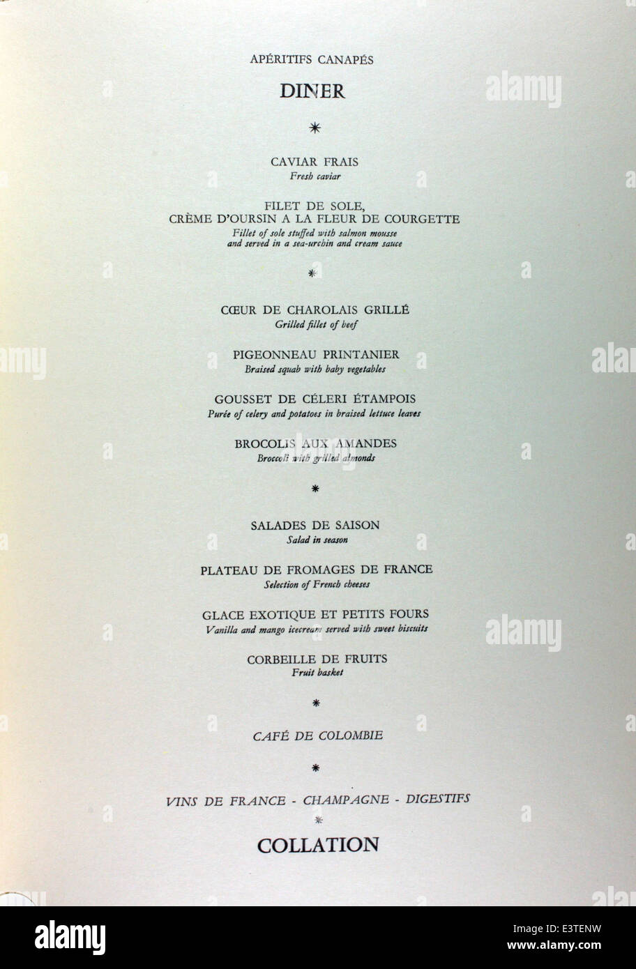 Air France Menu Collection Stock Photo
