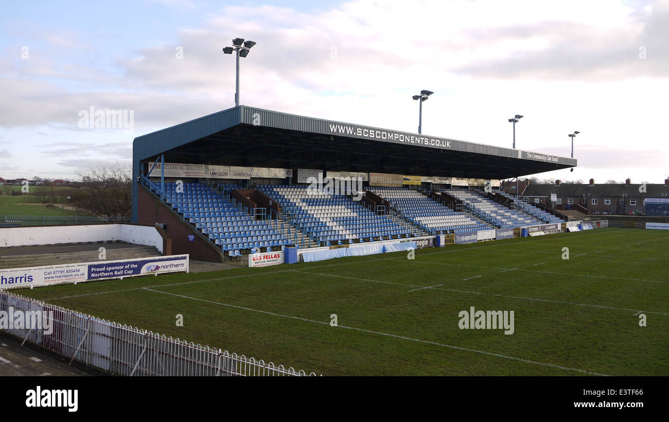 East Terrace and SCS Components Community Stand.  Featherstone Rovers Rugby League Ground Stock Photo