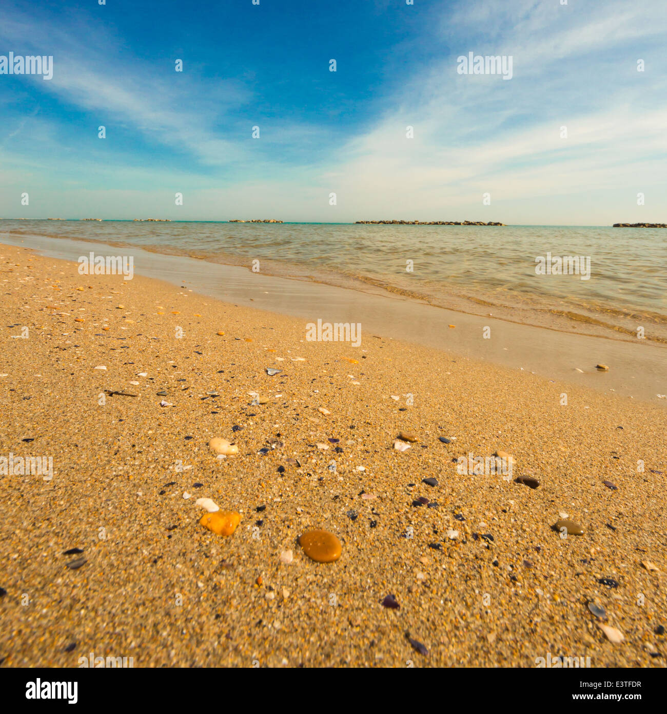 a sunny summer morning on the beach of San Benedetto del Tronto, Italy Stock Photo