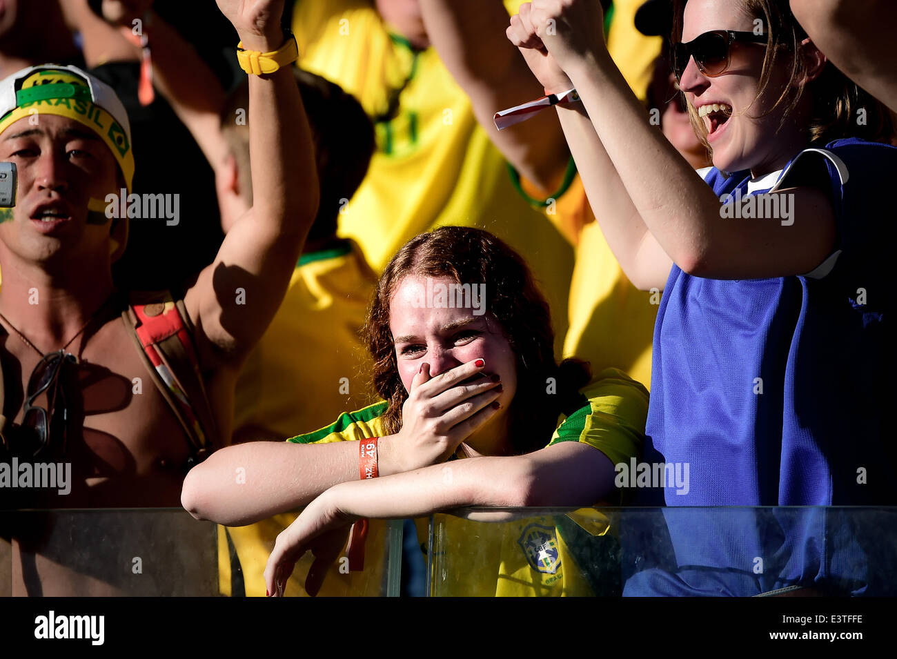 Belo Horizonte, Minas Gerais, Brazil. 28th June, 2014. Brazil wins Chile in the penalty shootouts at the Round of 16 match of the 2014 World Cup, this saturday, June 28th, in Belo Horizonte. Credit:  Gustavo Basso/NurPhoto/ZUMAPRESS.com/Alamy Live News Stock Photo