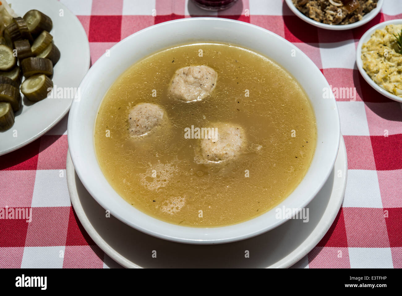Jewish Chicken Soup with Matzo Balls Stock Photo Alamy