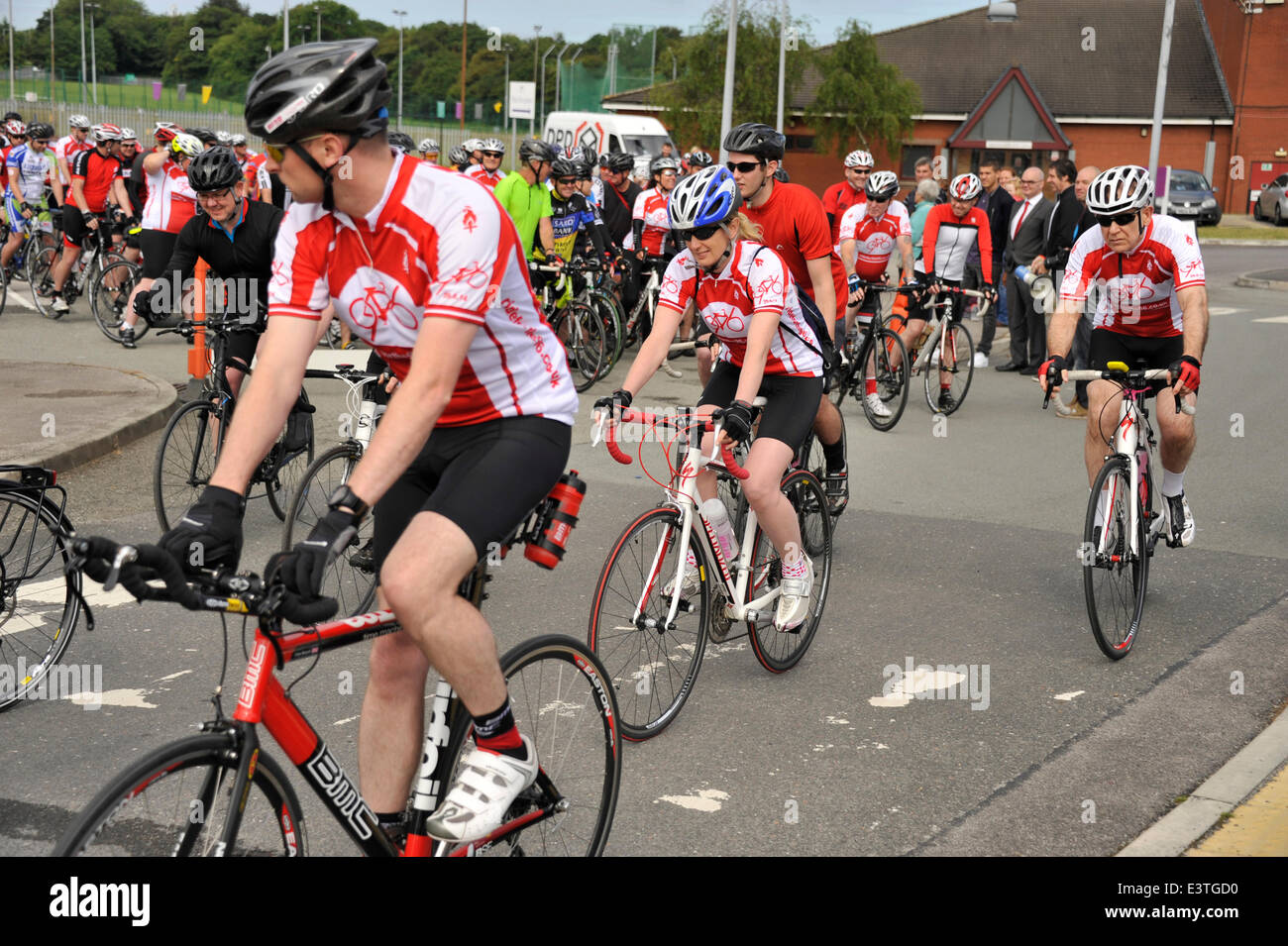 Ride For The 96 - Annual charity bike ride in memory of those who died at Hillsborough Stadium disaster in 1989 Stock Photo