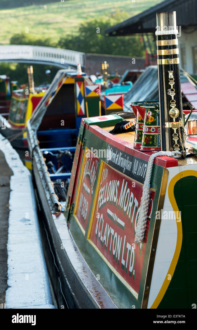 Historical Narrowboat at Braunston on the Grand Union canal. Braunston, Northamptonshire, England Stock Photo