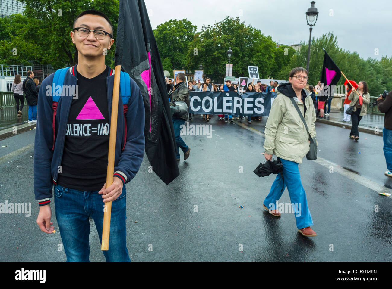 Paris, France, French LGBT Pride Parade, Act Up, AIDS Activists holding