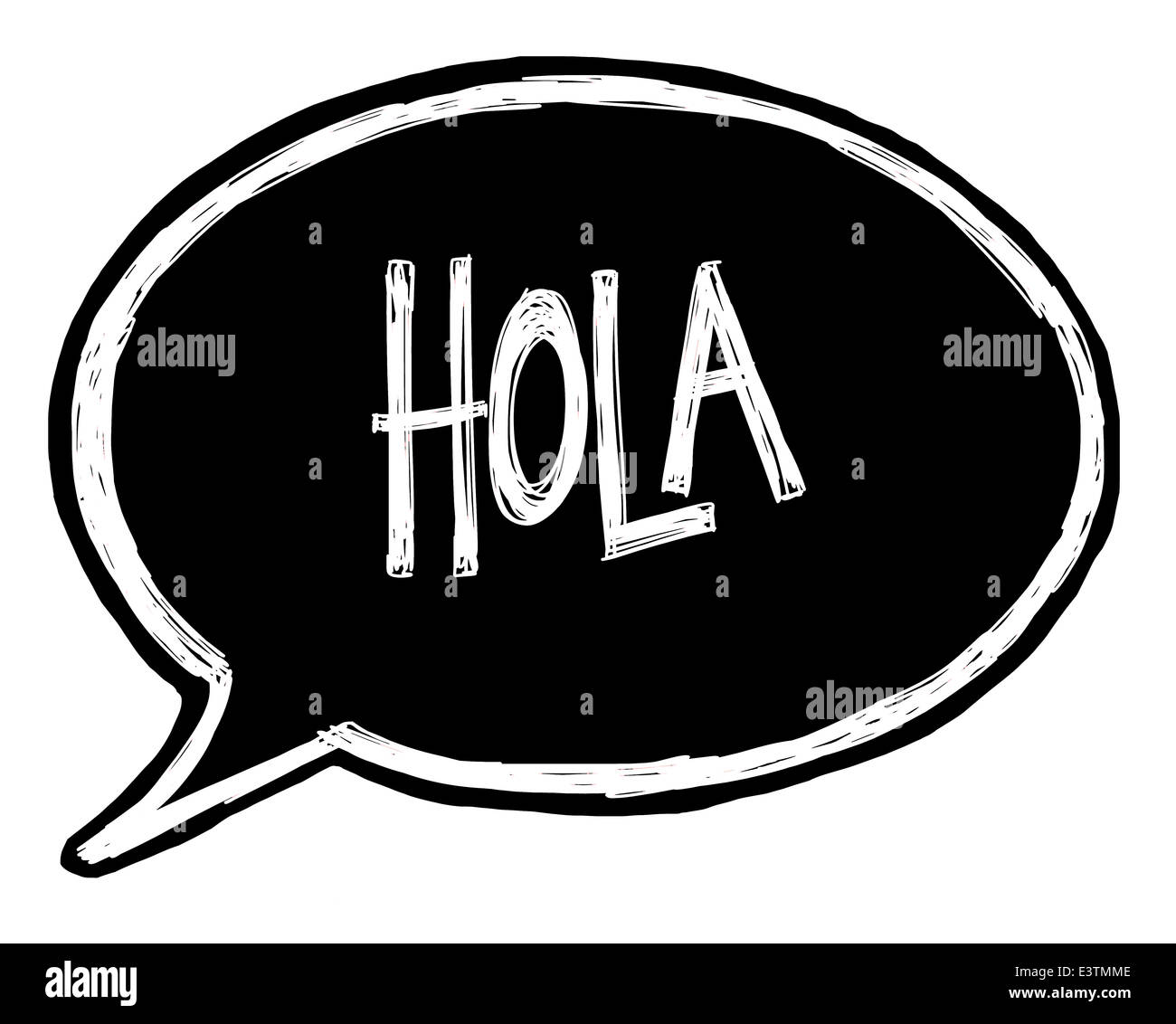 Illustration of a speech bubble with the word hello in Spanish Stock Photo