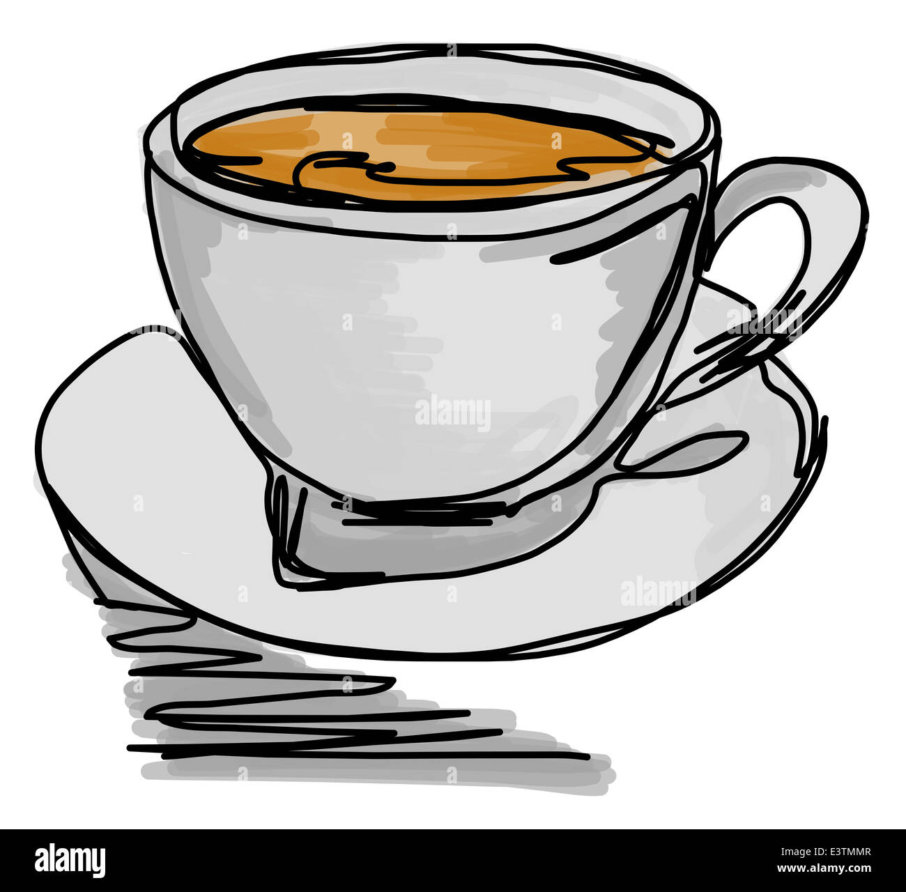 Continuous Line Drawing Of A Cup Of Coffee Stock Photo Alamy