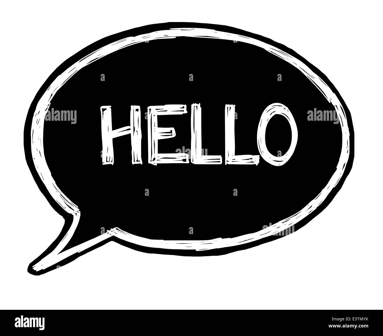 Illustration of a speech bubble with the word hello Stock Photo