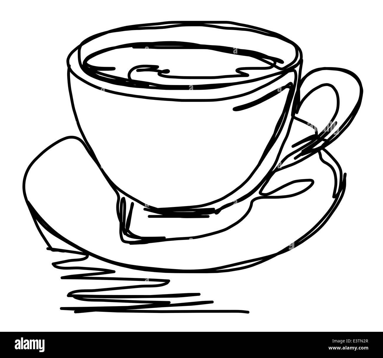 Continuous line drawing of a cup of coffee Stock Photo