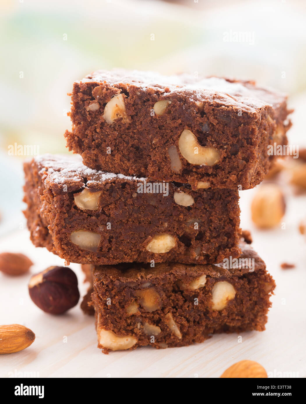Chocolate brownie with nuts Stock Photo Alamy