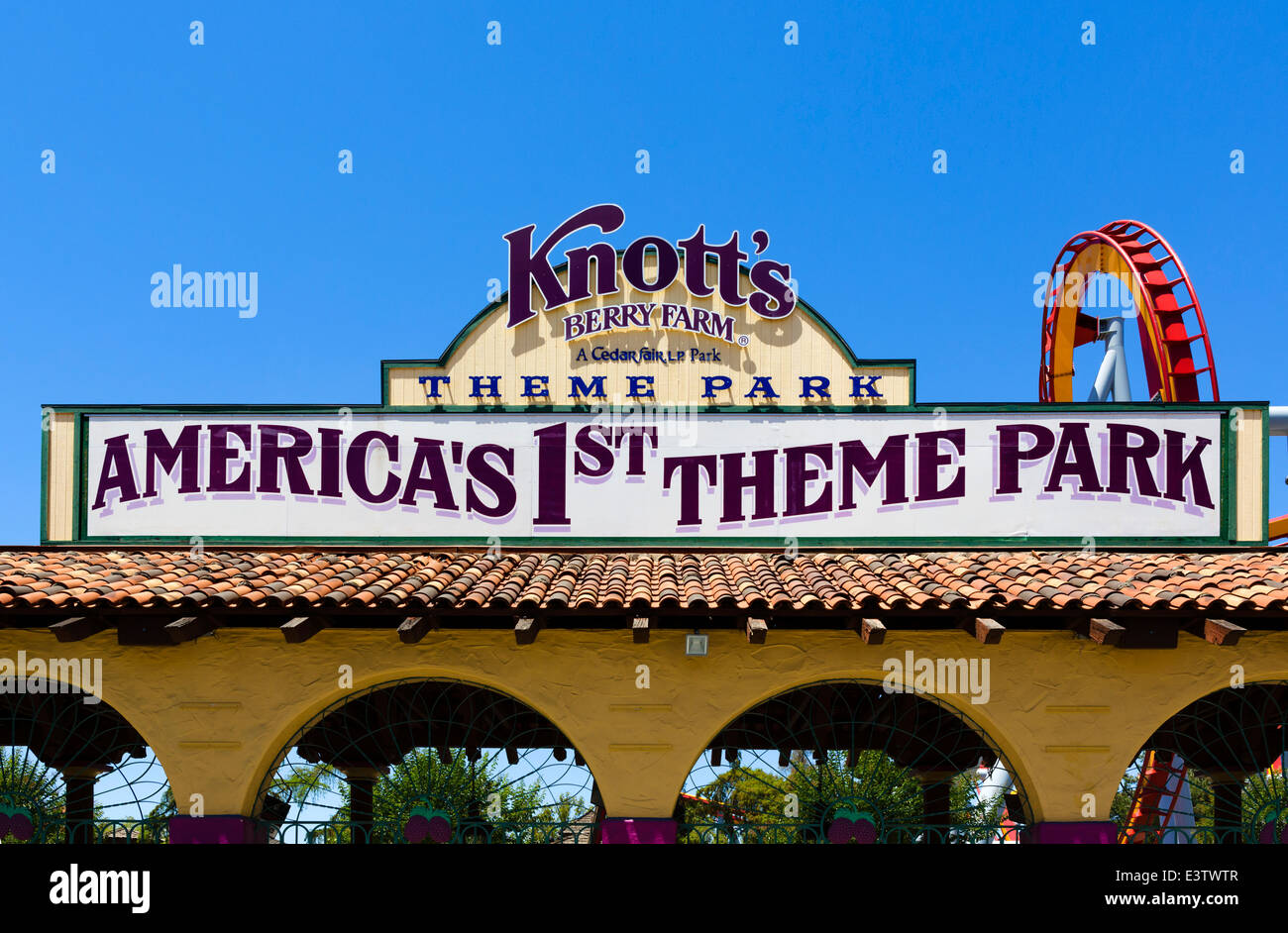 Entrance to Knott's Berry Farm, Buena Park, Orange County, near Los Angeles, California, USA Stock Photo