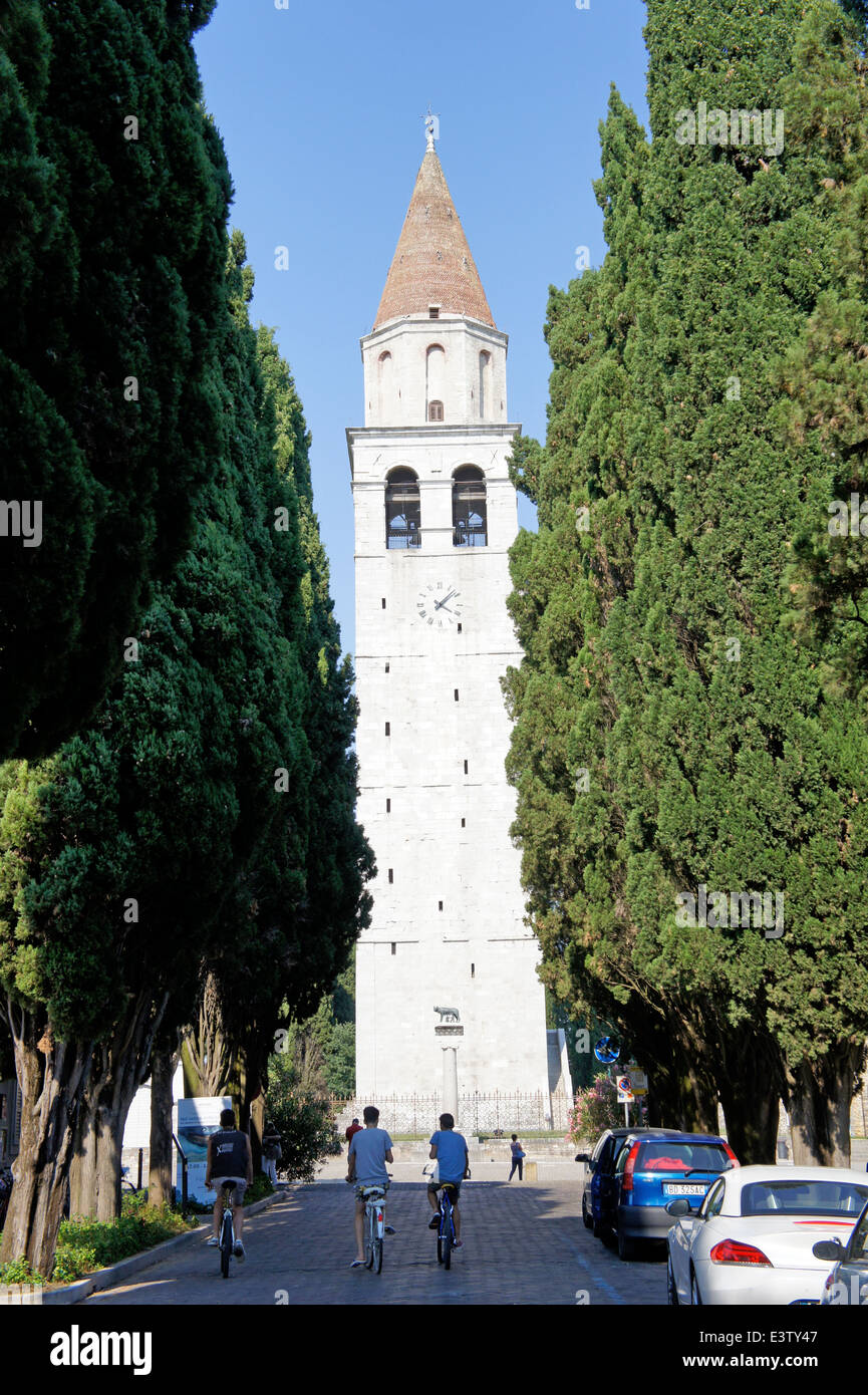 The campanile, or bell tower, of the basilica at Aquileia, a UNESCO world heritage site in northern Italy Stock Photo