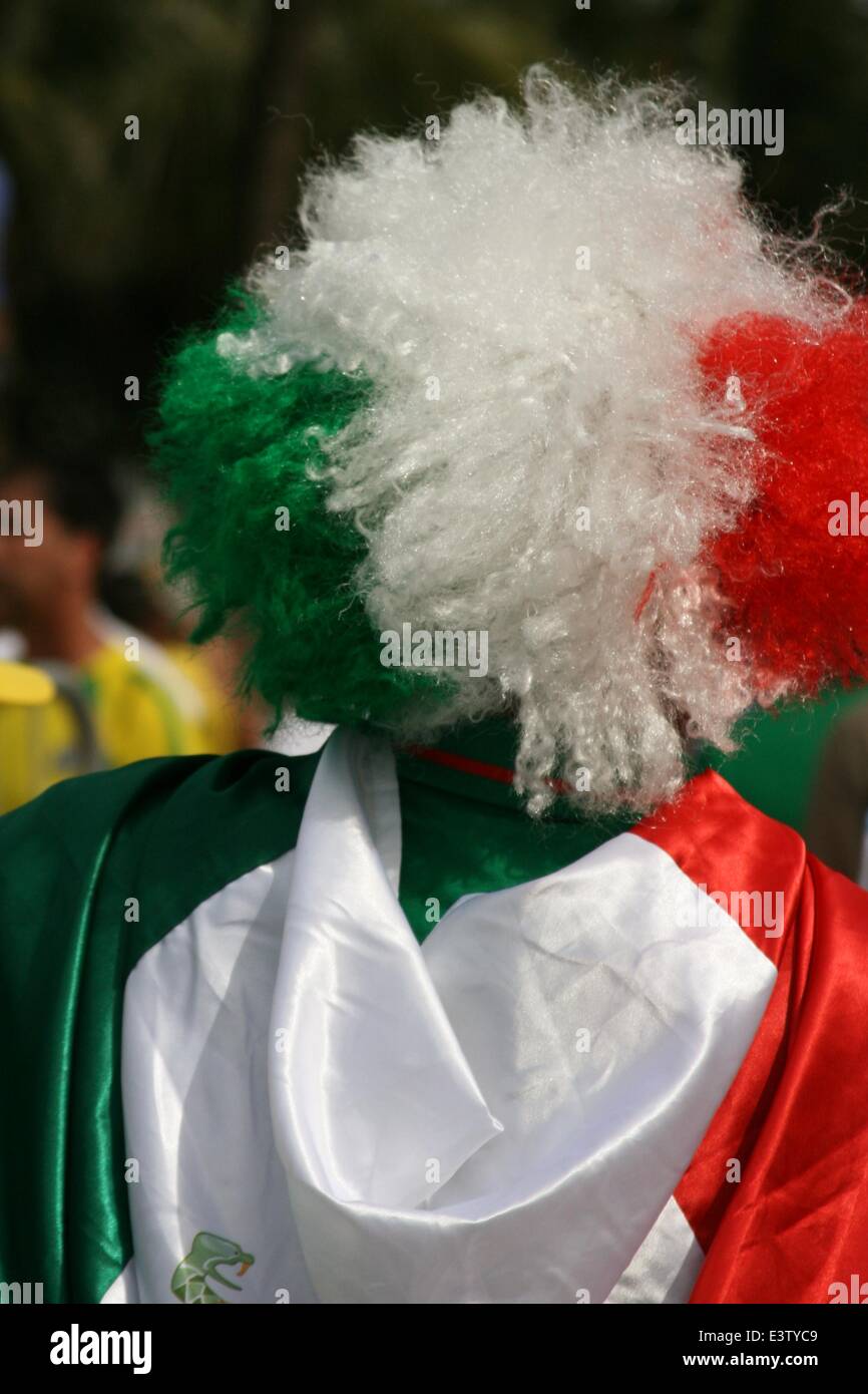 Rio de Janeiro, Brazil. 29th June, 2014. 2014 FIFA World Cup Brazil. Mexico fan arriving at the FIFA Fan Fest in Copacabana Beach, before the match against Netherlands in the Round of 16. Netherlands won 2-1. Rio de Janeiro, Brazil, 29th June, 2014. Credit:  Maria Adelaide Silva/Alamy Live News Stock Photo