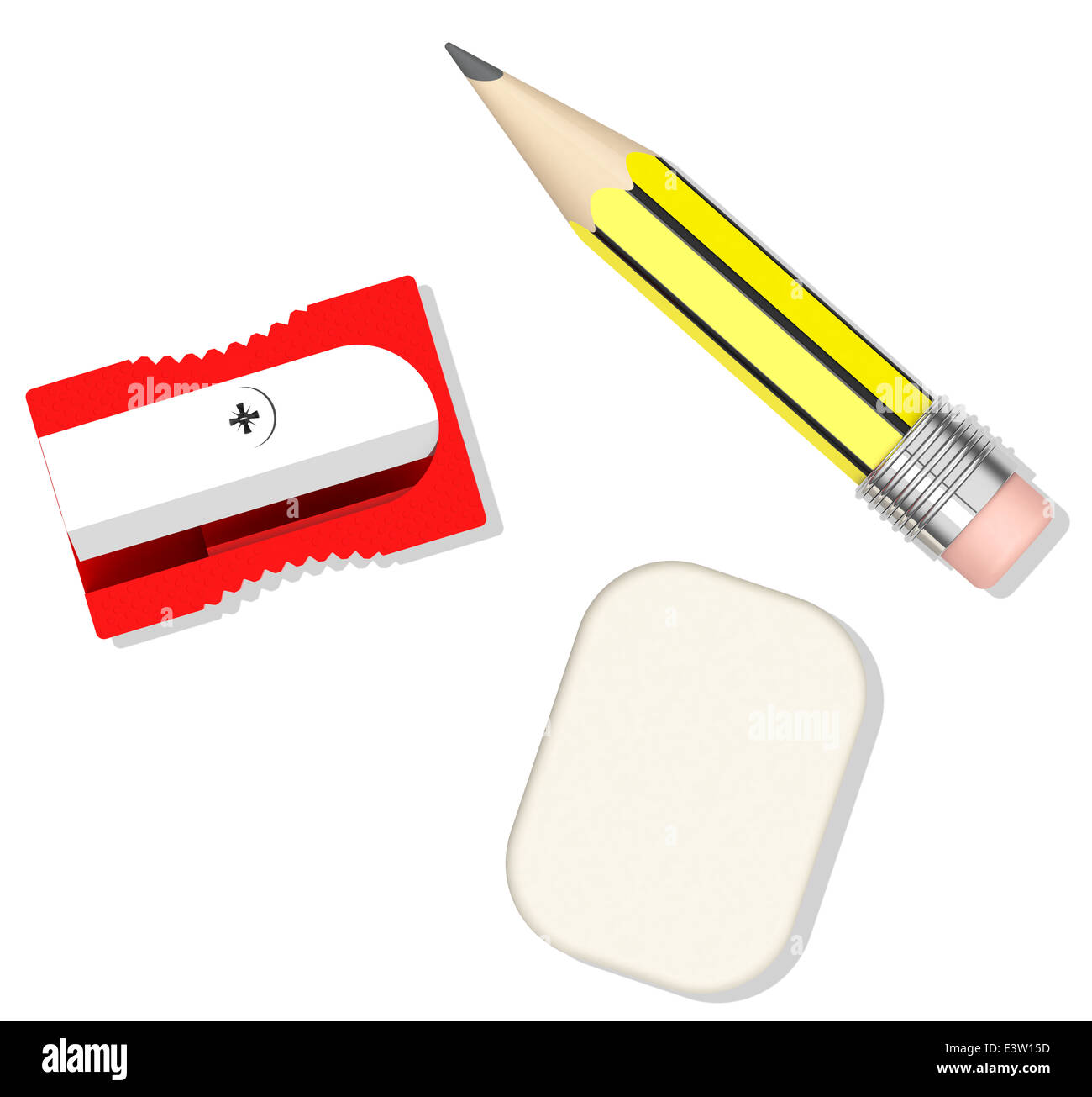 pencil, sharpener and eraser Stock Photo Alamy