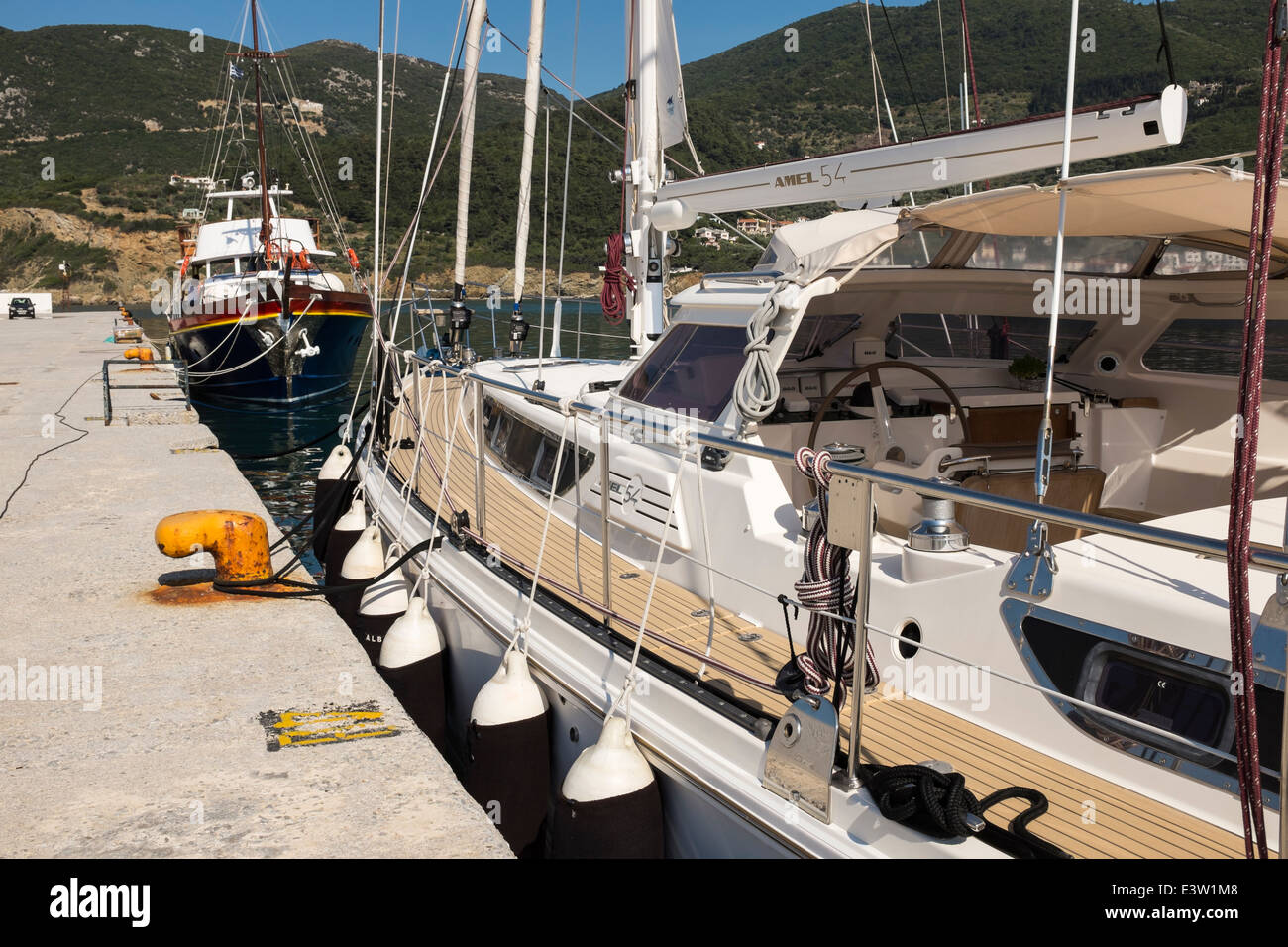 Luxury Sailing Yacht In Skopelos Harbour, Greece Stock Photo - Alamy