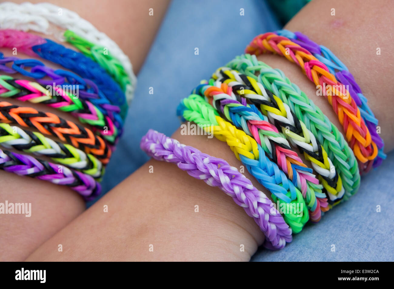 Colorful Rainbow Loom Bracelet Rubber Bands Stock Photo 225478291