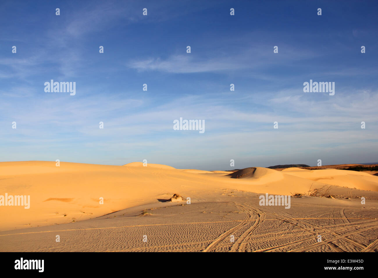 Sand desert landscape under bluy sky at sunny day Stock Photo - Alamy