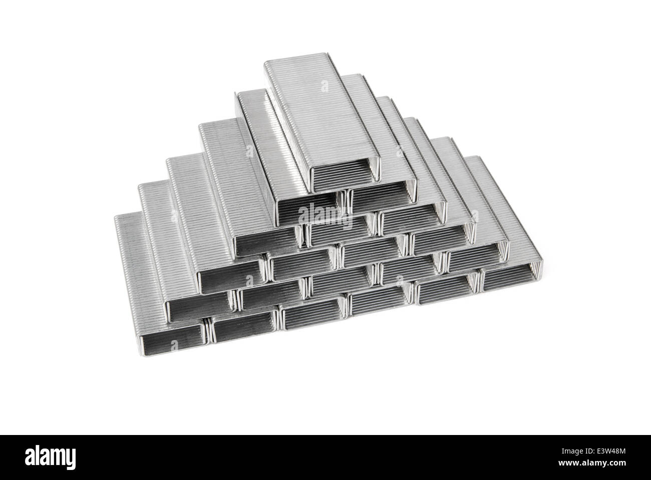 pyramid shape stacked staples with clipping path Stock Photo