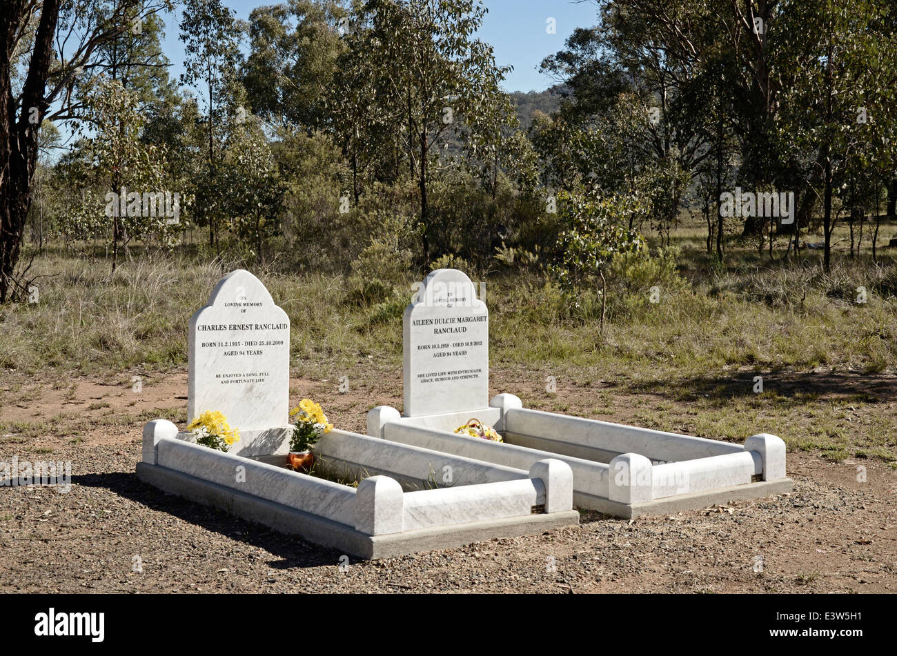 A pair of isolated graves at Currabubula NSW Australia Stock Photo