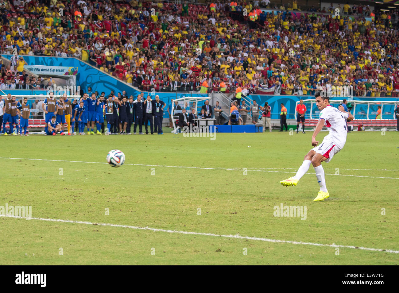 Recife, Brazil. 29th June, 2014. Giancarlo Gonzalez (CRC) Football/Soccer : Giancarlo Gonzalez of Costa Rica scores in the penalty shoot-out during the FIFA World Cup Brazil 2014 Round of 16 match between Costa Rica 1(5-3)1 Greece at Arena Pernambuco in Recife, Brazil . Credit:  Maurizio Borsari/AFLO/Alamy Live News Stock Photo