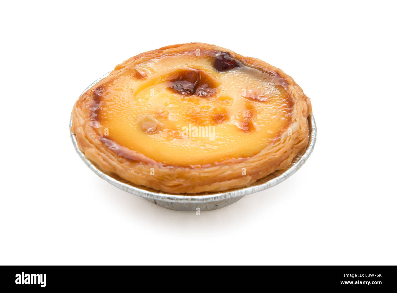 single portuguese egg tart with clipping path Stock Photo