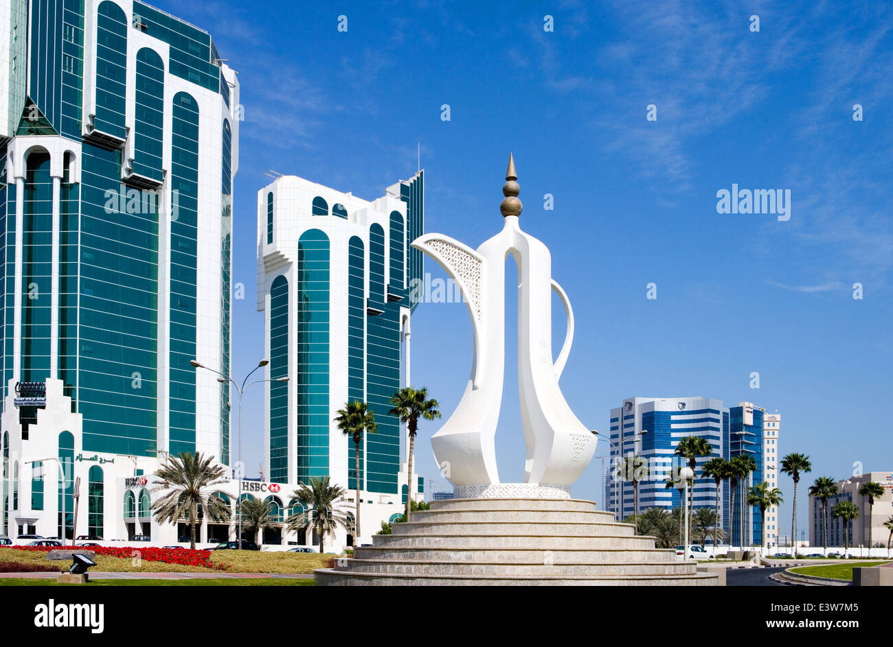 Qatar, Doha, modern and traditional architectures in the business area Stock Photo