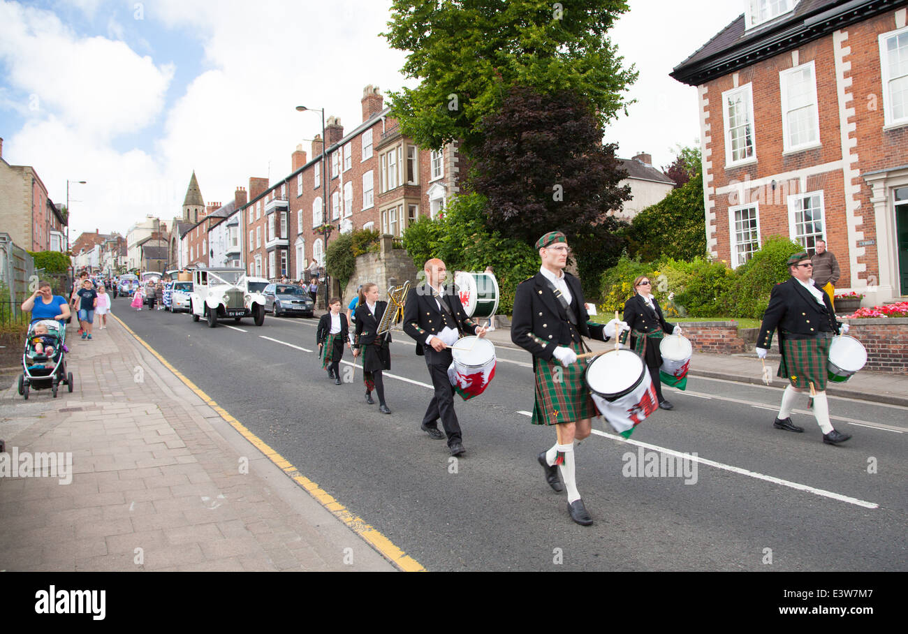 Cambria Band Welsh marching band with drummers wearing Welsh kilts