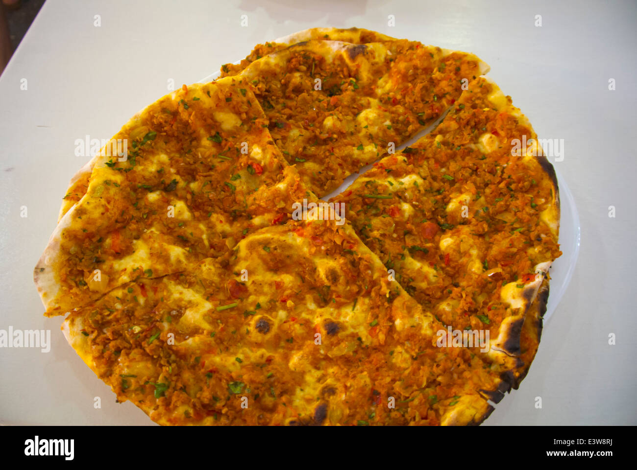 Lachmacun, Turkish pizza, Bodrum, Mugla region, western Turkey, Asia ...