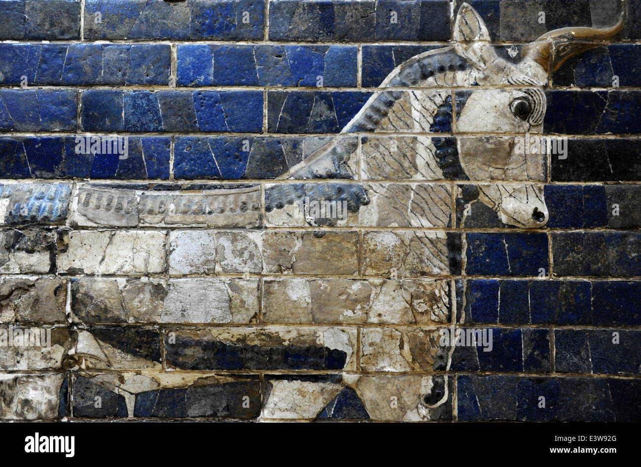 Ishtar Gate. Babylon. 575 BC. Decoration with an aurochs Archaeological Museum. Istanbul. Turkey. Stock Photo