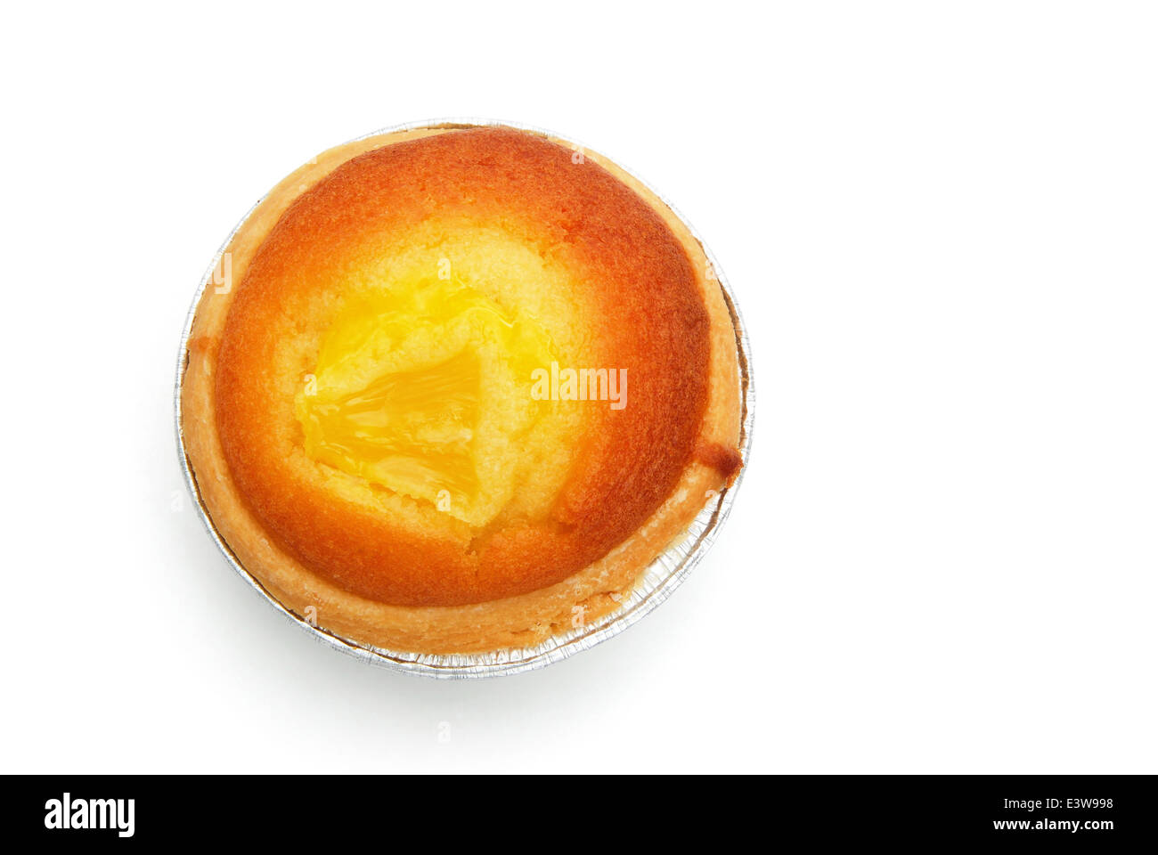 top view egg tart on white with clipping path Stock Photo