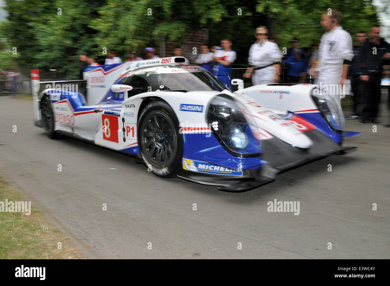 Toyota TS040 hybrid racing car at the Goodwood Festival of Speed. Race car  technology driving at speed. Motion blur. Space for copy Stock Photo - Alamy