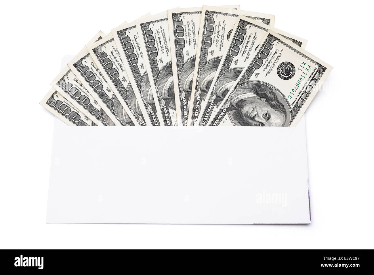 US currency in envelope with clipping path Stock Photo