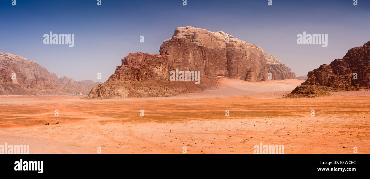 Jordan, Wadi Rum, panoramic elevated view of Jordanian desert Stock Photo