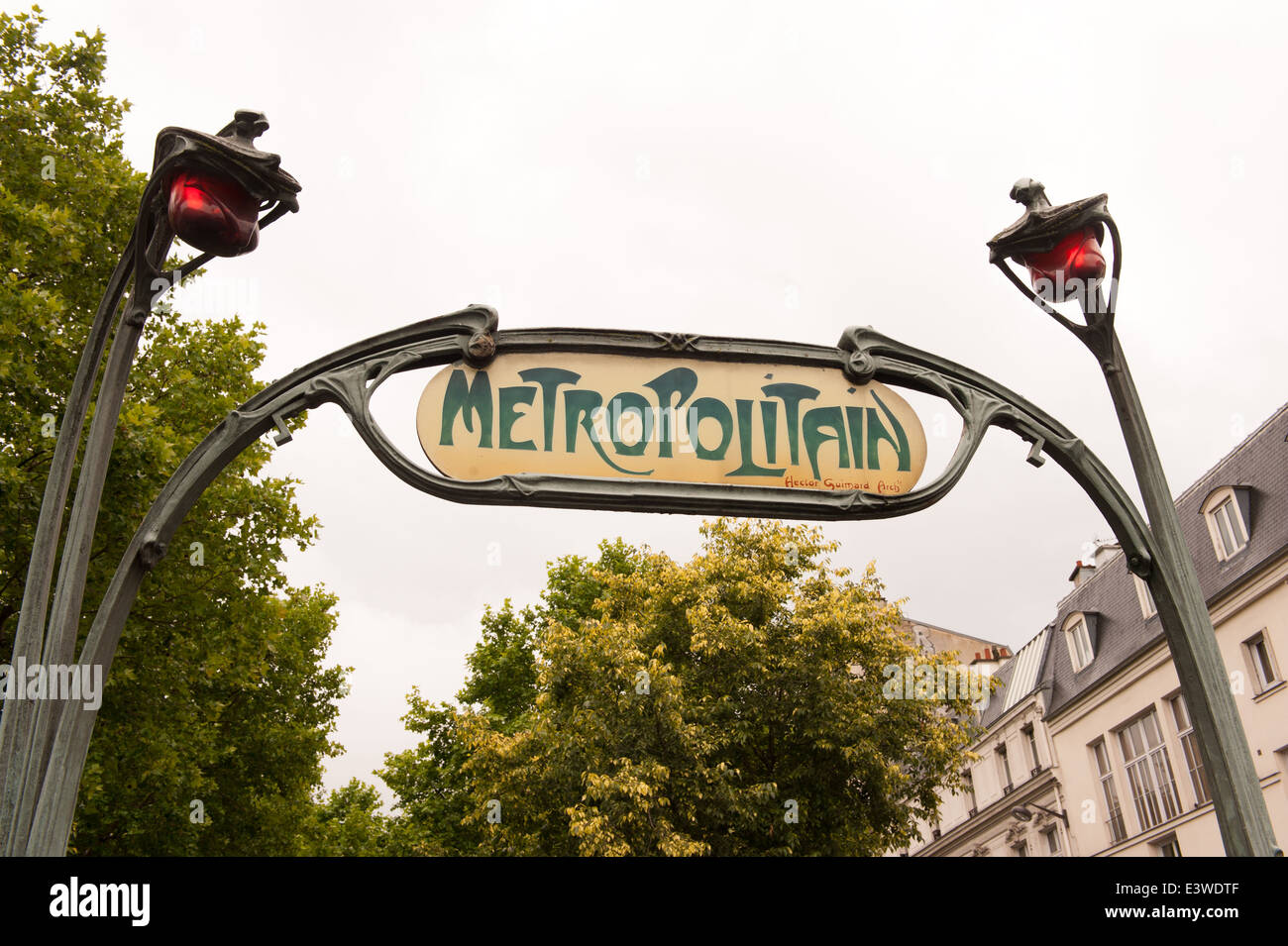 metropolitain metro subway station sign designed by hector guimard in the art nouveau style Stock Photo