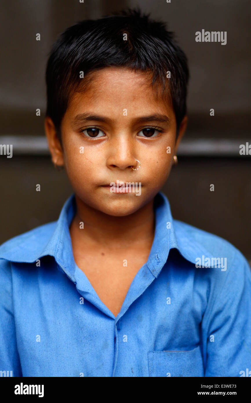 portrait of school child in Bangladesh.Primary education is free and compulsory for children aged 6-10 years. Stock Photo