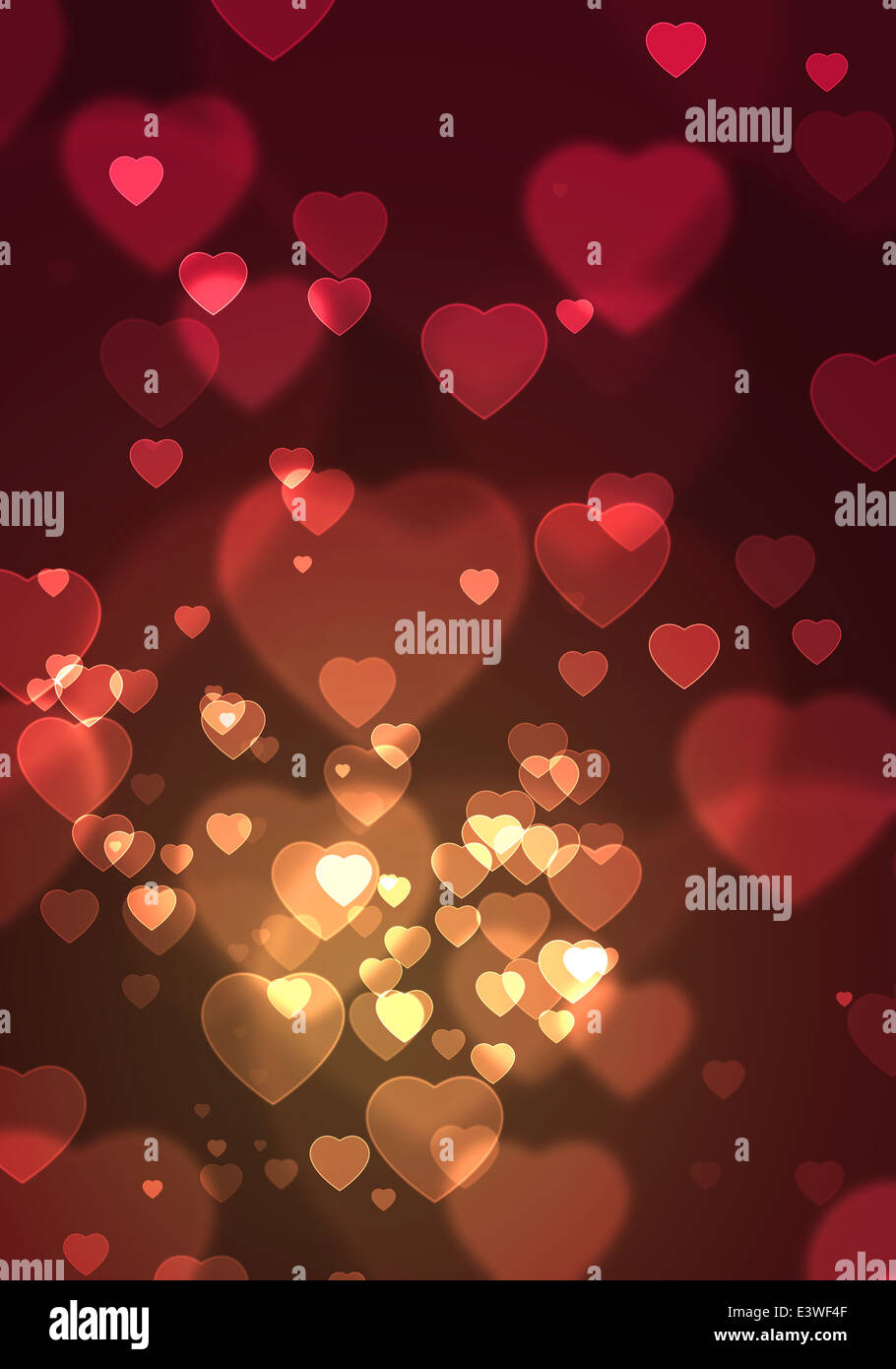 illustration of abstract romantic background with floating red hearts ...