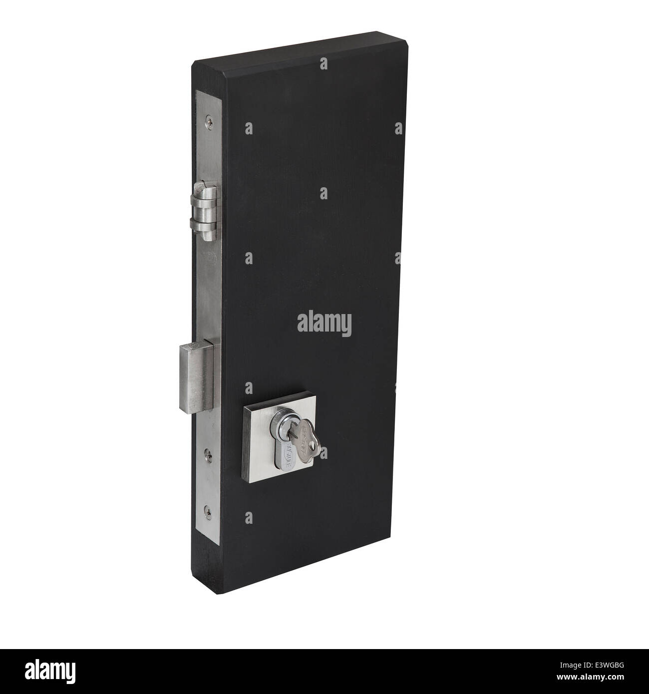 door lock fixture brushed steel fittings mechanism and keys Stock Photo