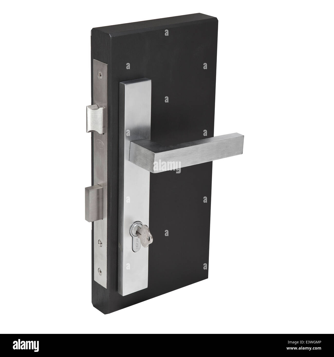 door lock fixture brushed steel fittings mechanism and keys Stock Photo