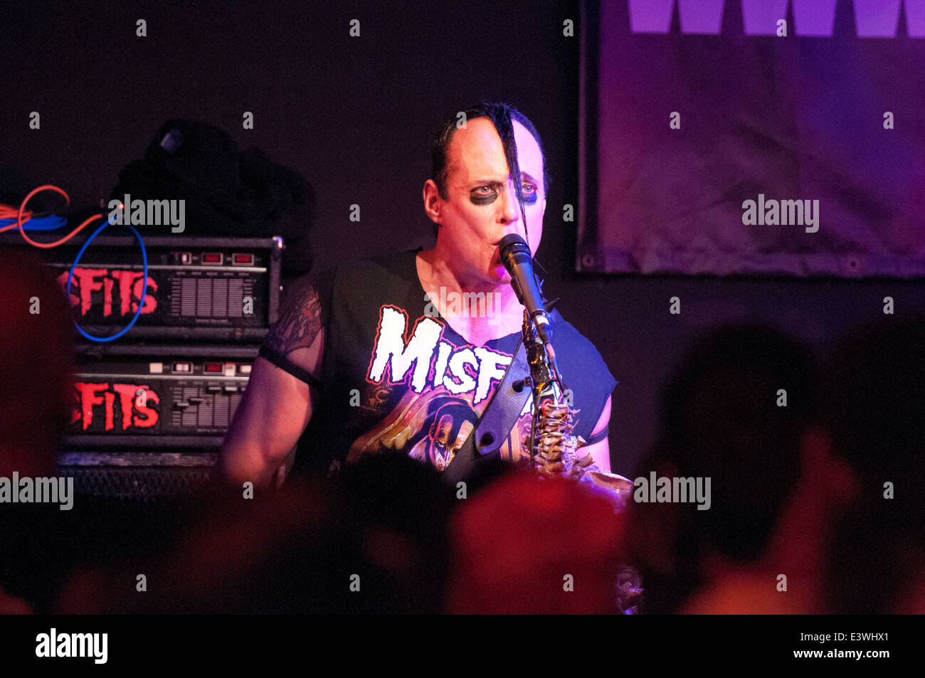 Singer Jerry Only (Gerrard Caiafa) performing with The Misfits.  EDITORIAL USE ONLY Stock Photo