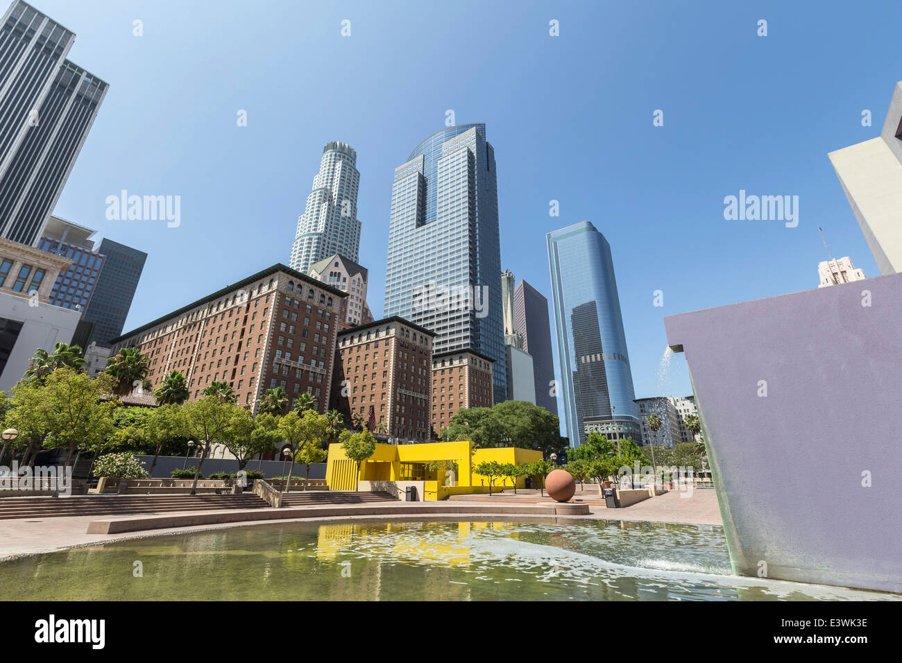 Modernist Pershing Square Park in downtown Los Angeles, California. Stock Photo