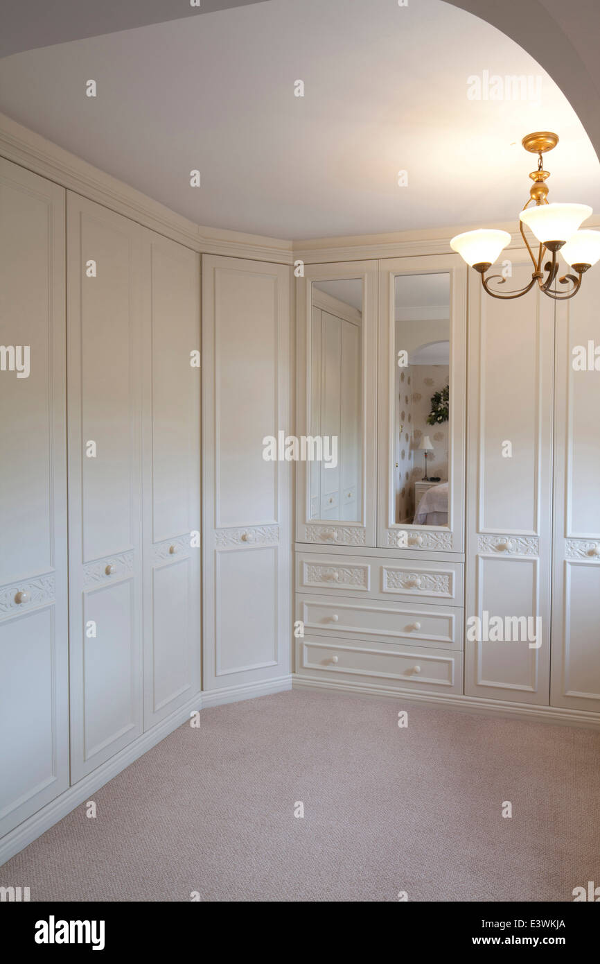 Built In Wardrobes In Dressing Room Cheshire Uk Stock Photo